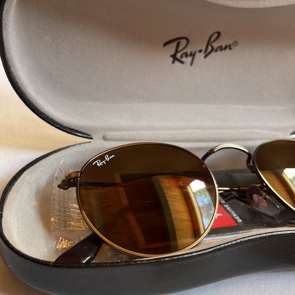 ? Ray Bans│Unisex Sunglasses Antique Gold Round Metal B-15 RB3447 50-21